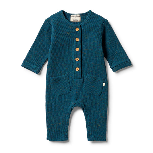 Wilson & Frenchy Organic Waffle Slouch Growsuit Legion Blue Fleck