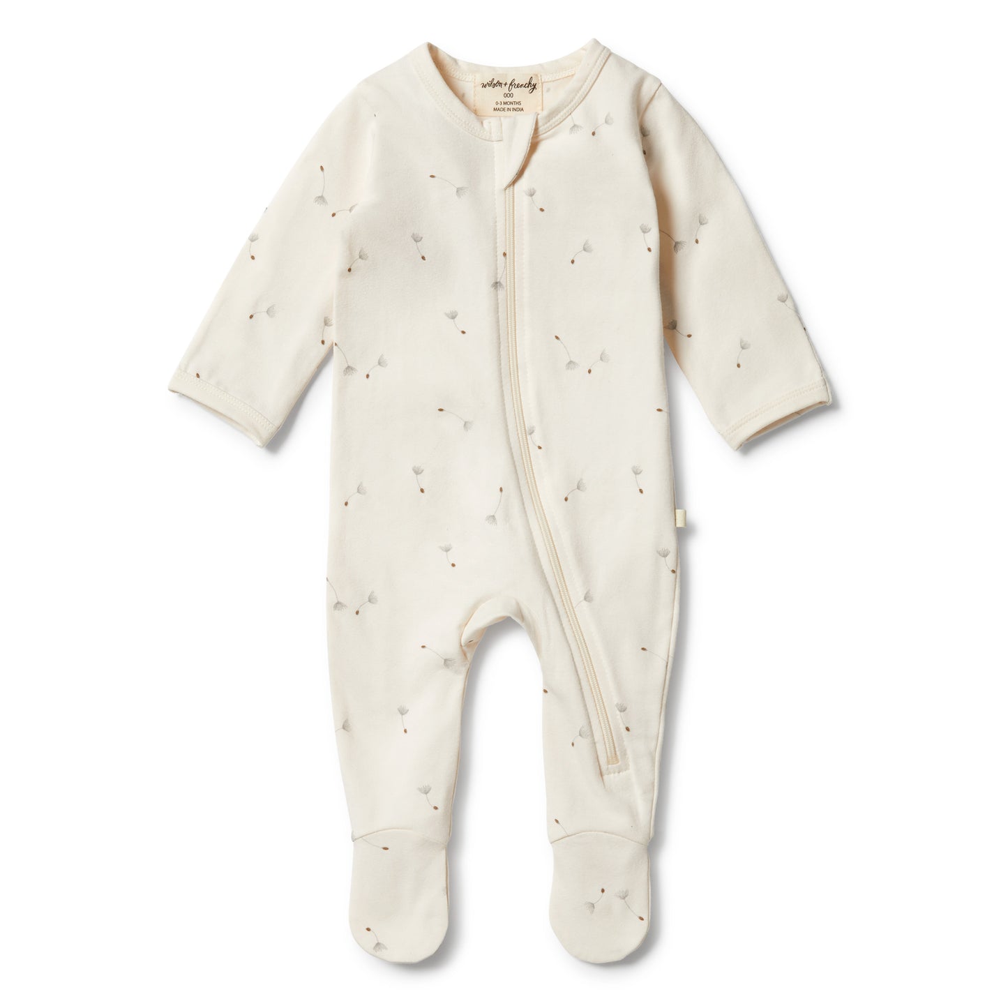 Wilson & Frenchy Organic Zipsuit with Feet Floating Dandelions