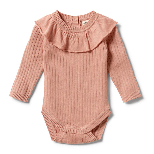 Wilson & Frenchy Knitted Rib Ruffle Bodysuit Dusk
