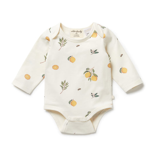 Wilson & Frenchy Organic Long Sleeve Bodysuit Lovely Lemons