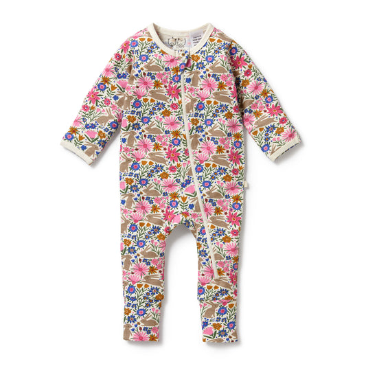 Wilson & Frenchy Organic Organic Zipsuit With Feet Bunny Hop