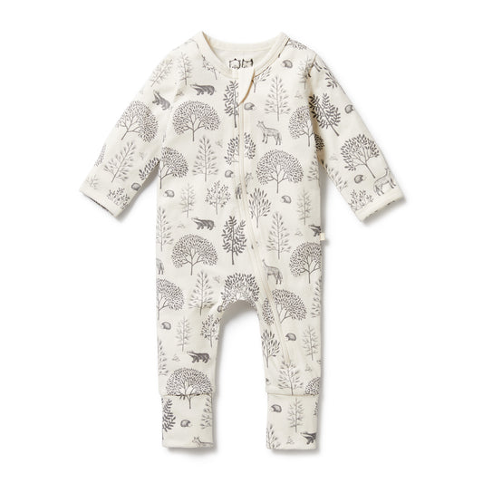 Wilson & Frenchy Organic Zipsuit with Feet Woodland