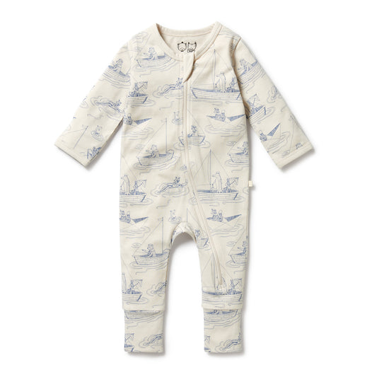 Wilson & Frenchy Organic Zipsuit with Feet Sail Away