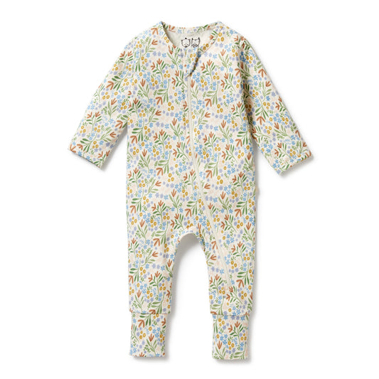Wilson & Frenchy Organic Zipsuit with Feet Tinker Floral