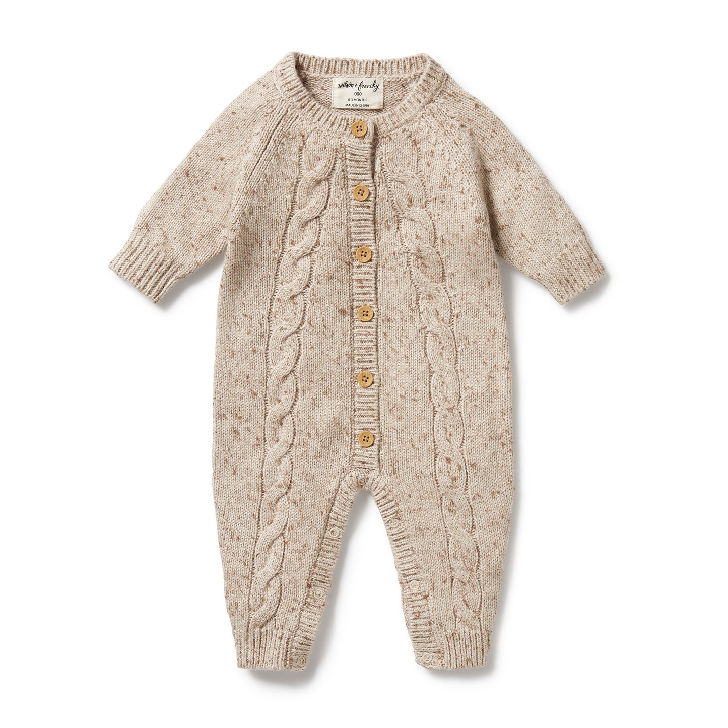 Wilson & Frenchy Knitted Cable Growsuit Almond Fleck
