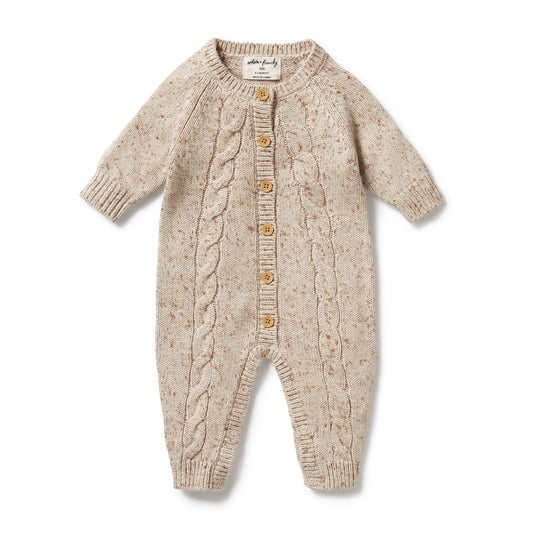 Wilson & Frenchy Knitted Cable Growsuit Almond Fleck