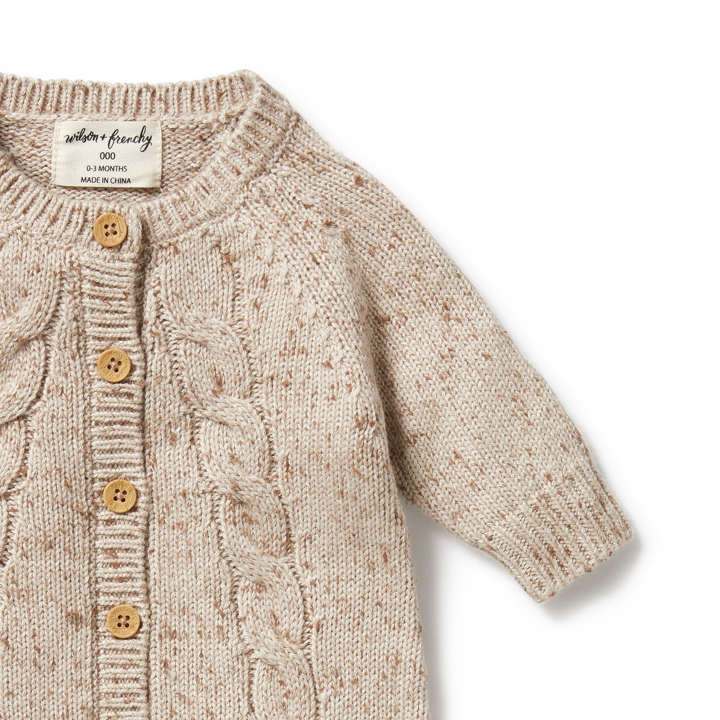 Wilson & Frenchy Knitted Cable Growsuit Almond Fleck