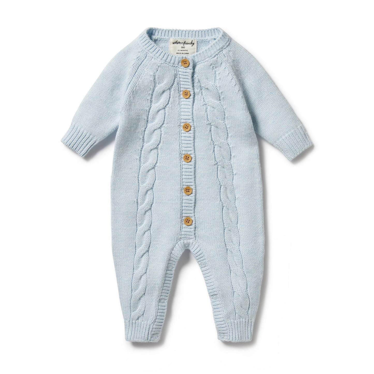 Wilson & Frenchy Knitted Cable Growsuit Bluebell