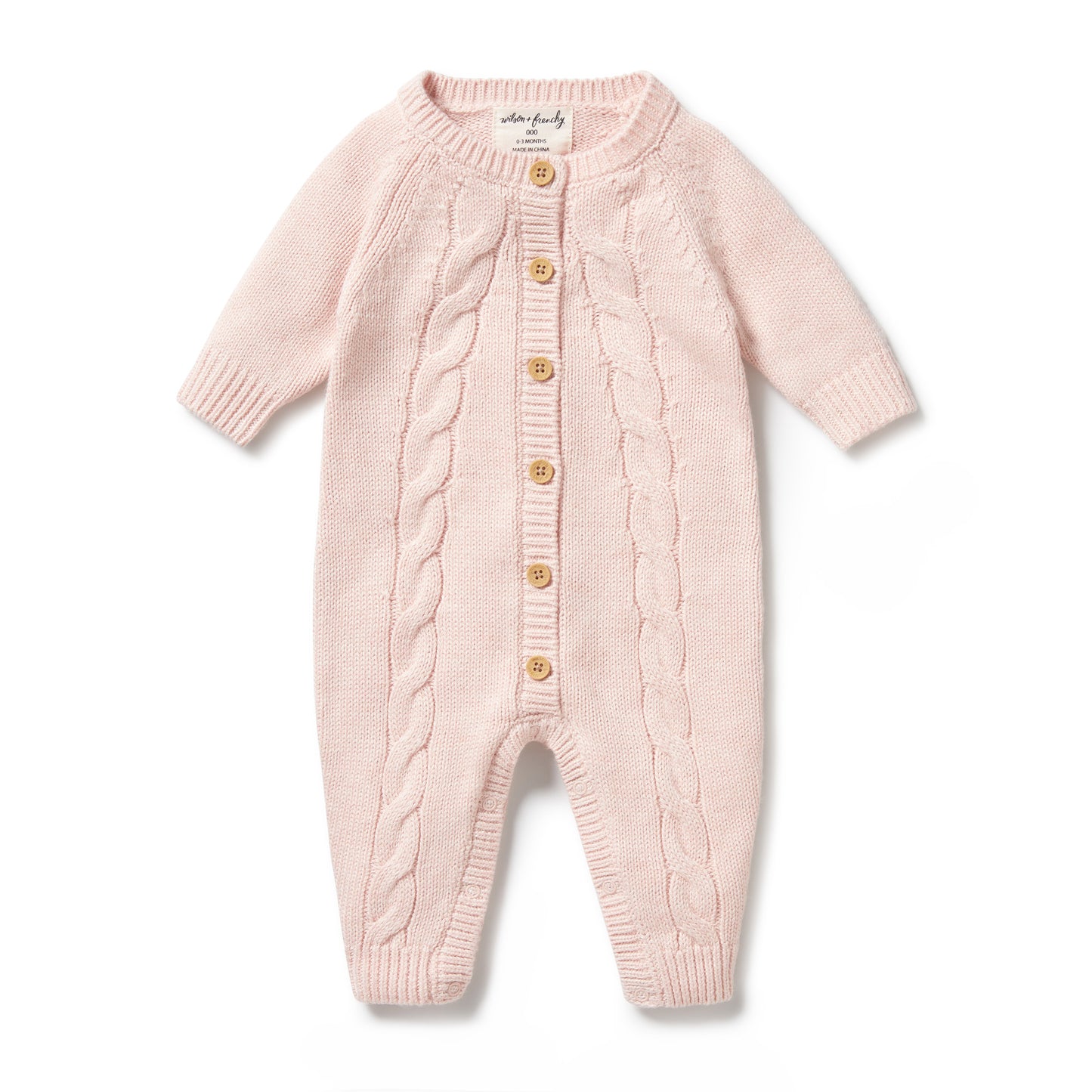 Wilson & Frenchy Knitted Cable Growsuit Pink