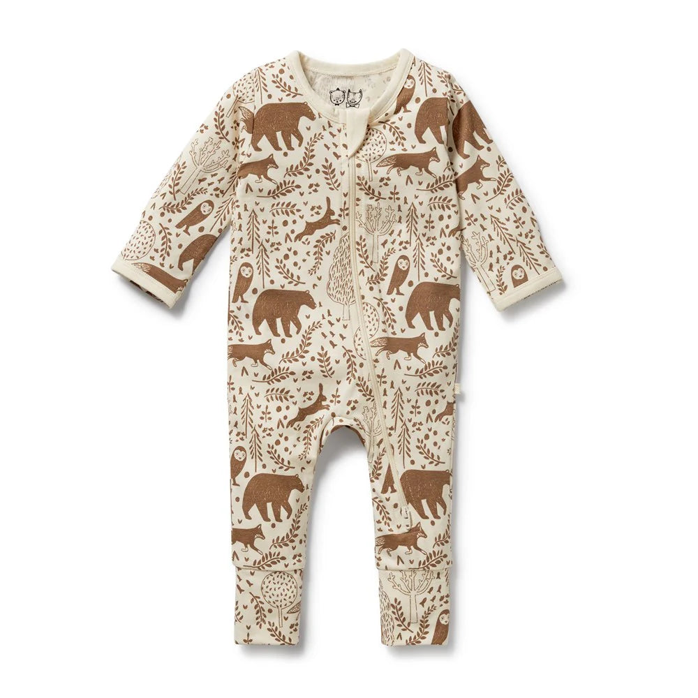 Wilson & Frenchy Organic Zipsuit with Feet  Winter Forest