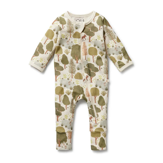 Wilson & Frenchy Organic Zipsuit with Feet Little Trees