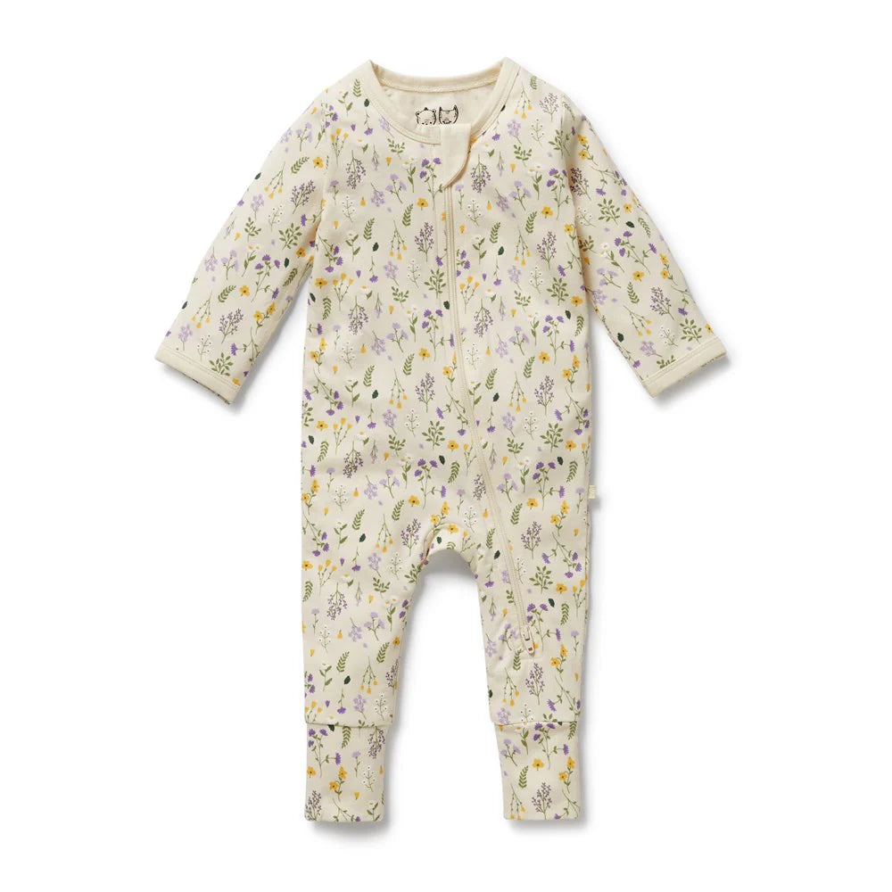 Wilson & Frenchy Organic Zipsuit with Feet Bella Floral
