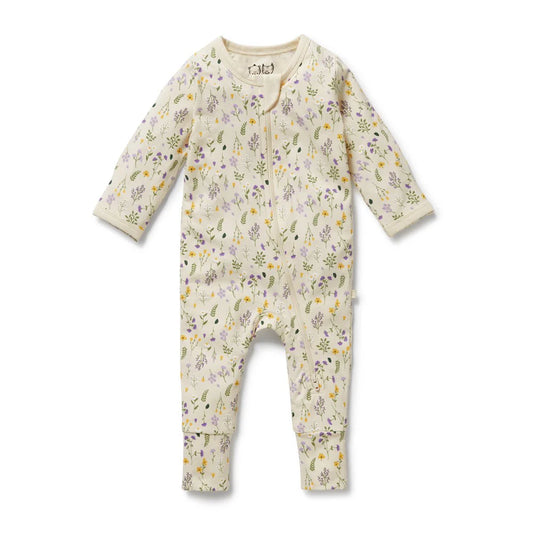 Wilson & Frenchy Organic Zipsuit with Feet Bella Floral