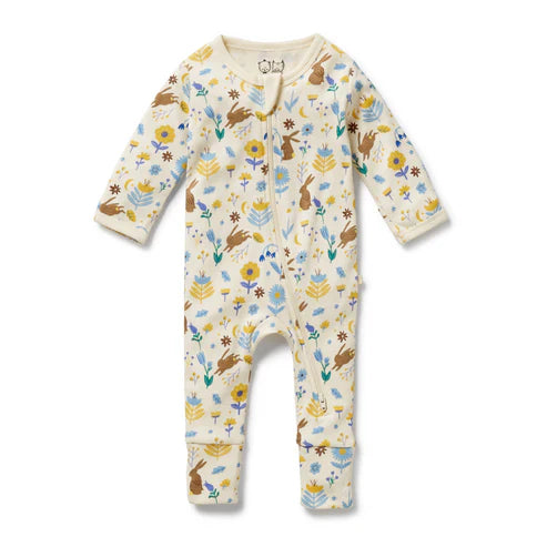Wilson & Frenchy Organic Zipsuit with Feet Daisy Mae