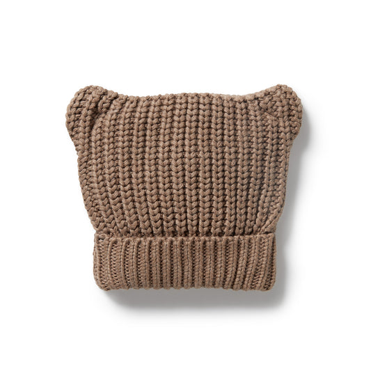 Wilson & Frenchy Organic Knitted Bear Hat Coco Speckle
