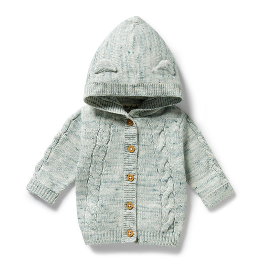 Wilson & Frenchy Knitted Cable Jacket Moss Speckle