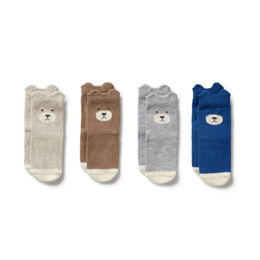 Wilson & Frenchy 4 Pack Baby Socks Oat, Cloud, Blue, Walnut