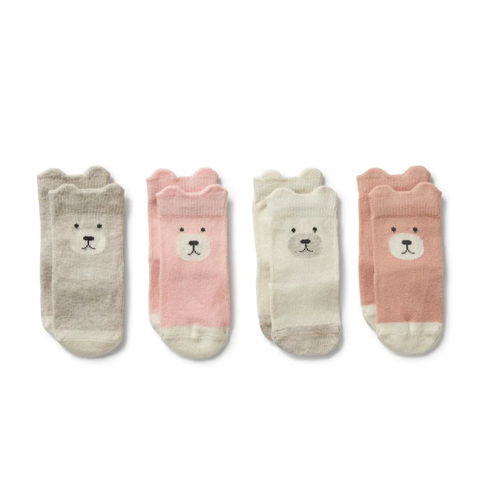 Wilson & Frenchy Organic 4pack Socks | Buttermilk | Oat | Fairy Pink | Plum