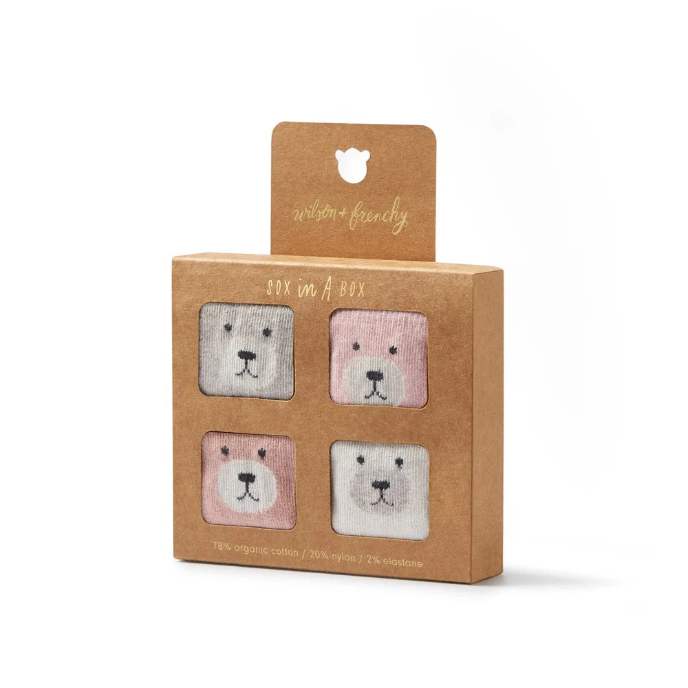 Wilson & Frenchy Organic 4pack Socks | Buttermilk | Oat | Fairy Pink | Plum