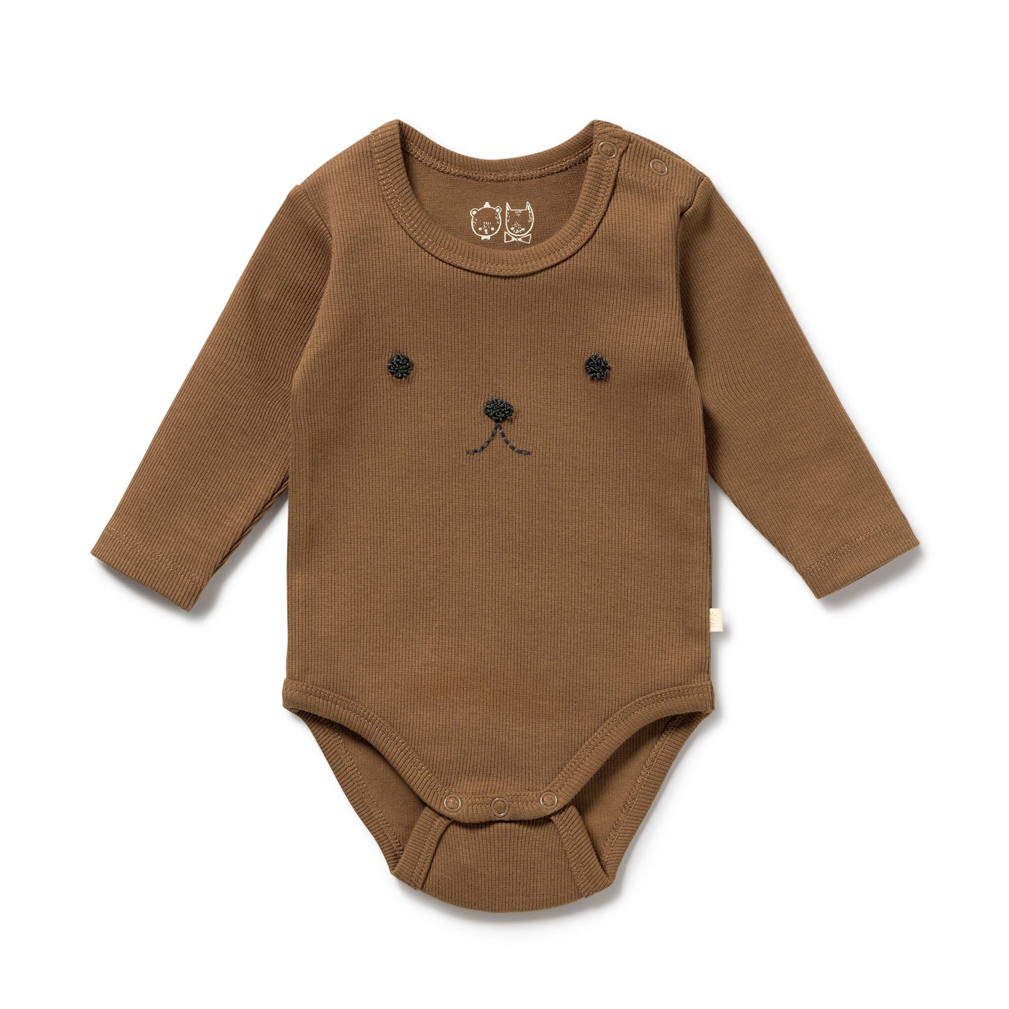 Wilson & Frenchy Organic Rib Long Sleeved Bodysuit Nutmeg