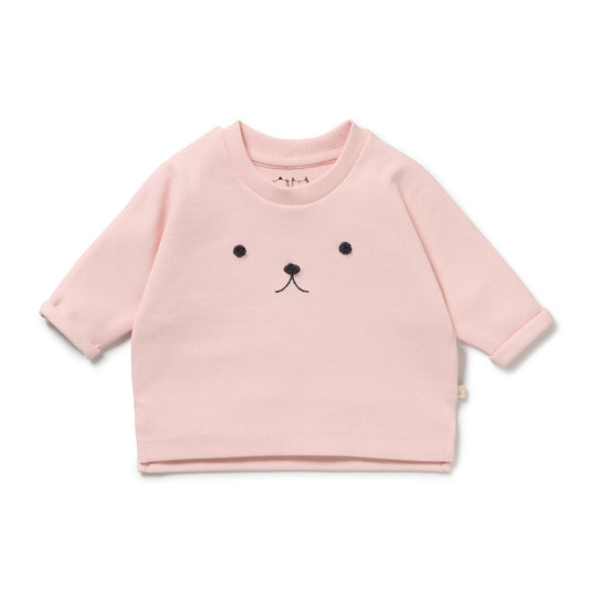 Wilson & Frenchy Organic Rib Long Sleeved Top Strawberry Cream