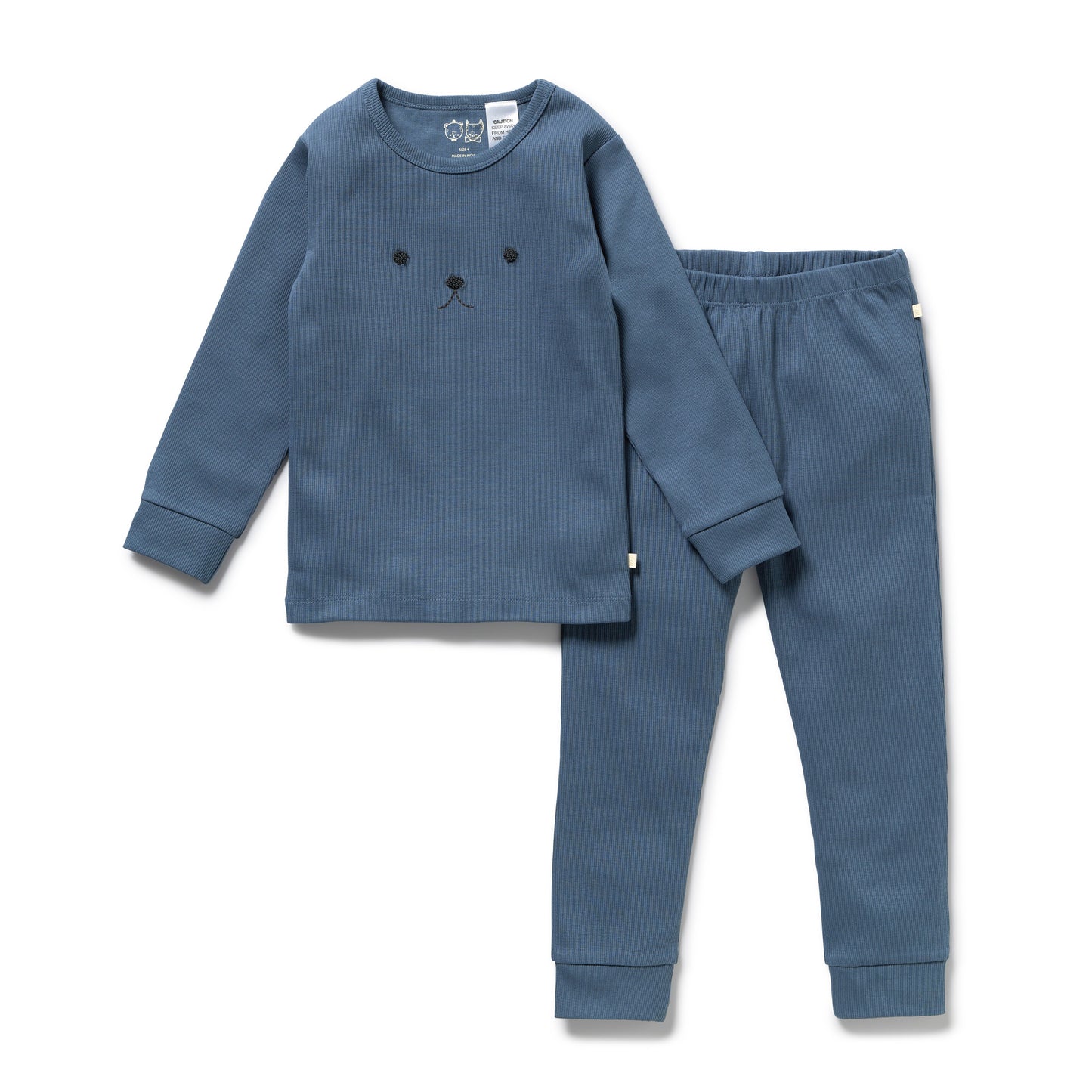 Wilson & Frenchy Organic Rib Long Sleeved Pyjamas Twilight Blue