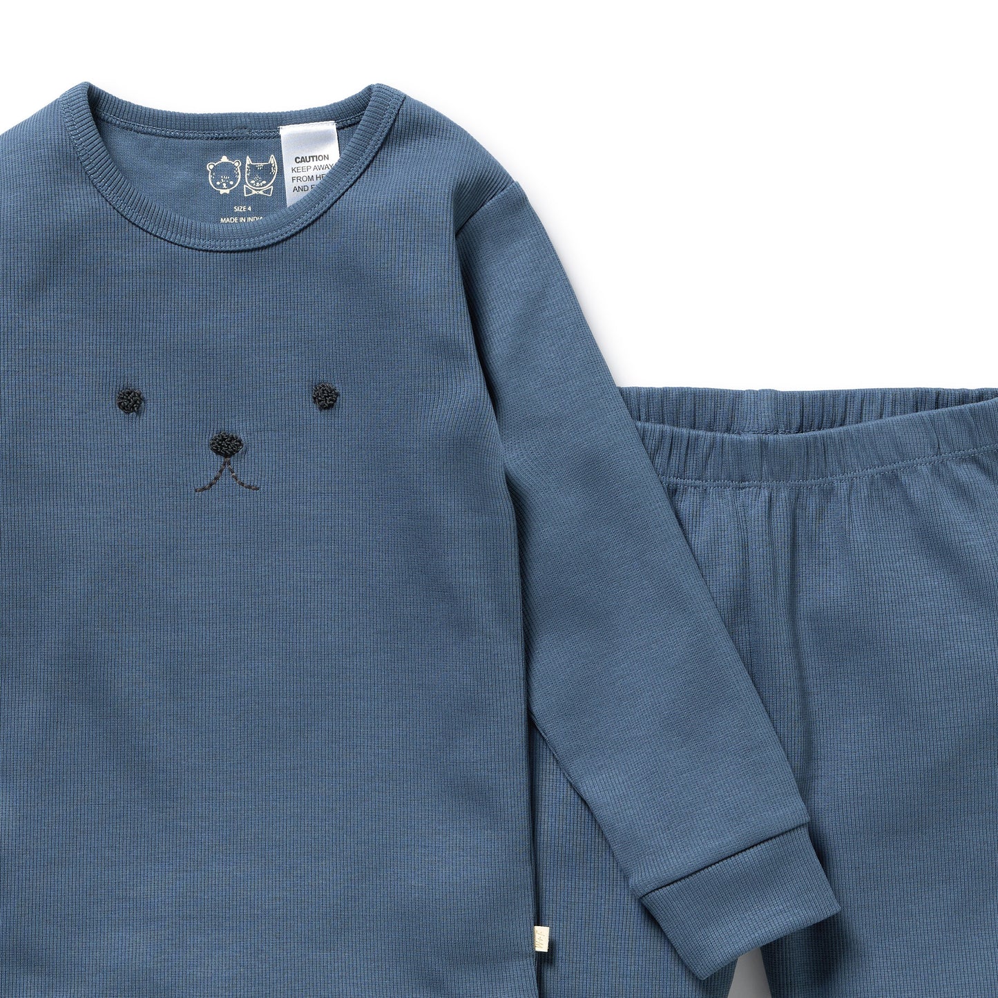 Wilson & Frenchy Organic Rib Long Sleeved Pyjamas Twilight Blue