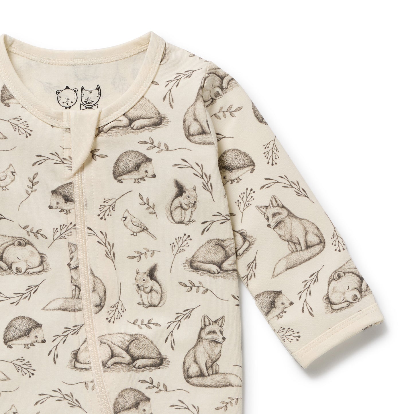Wilson & Frenchy Organic Zipsuit with Feet Foxglove Forest