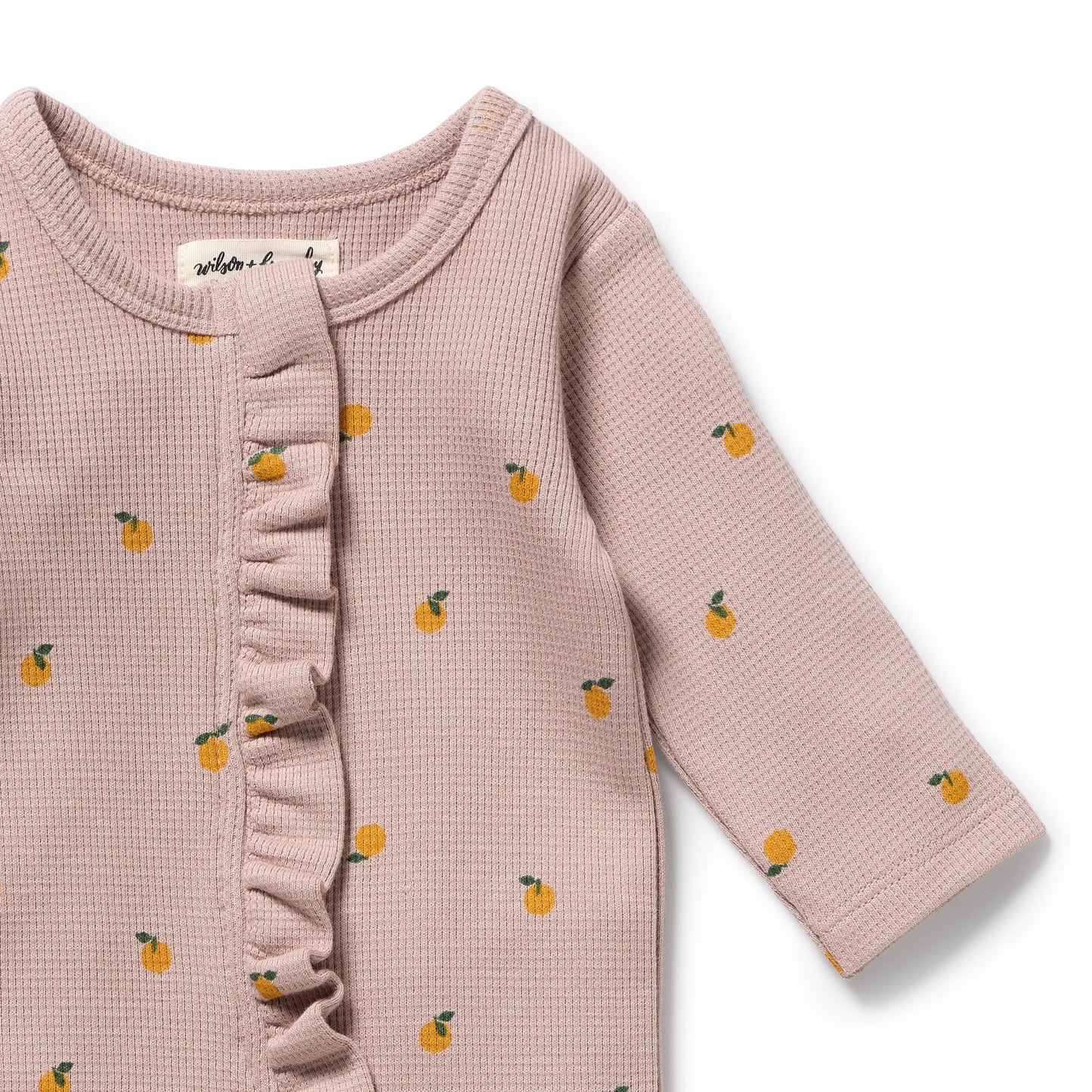 Wilson & Frenchy Organic Waffle Ruffle Zipsuit Mini Mando