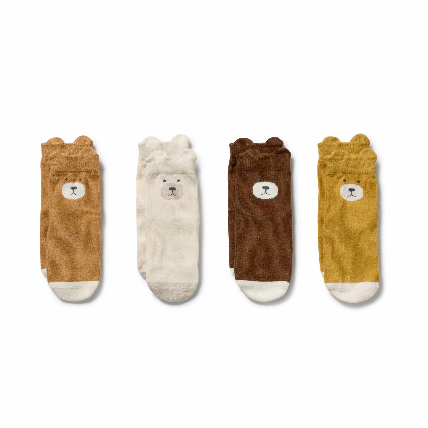 Wilson & Frenchy Organic 4pack Socks Ochre | Twig | Buttermilk | Nutmeg
