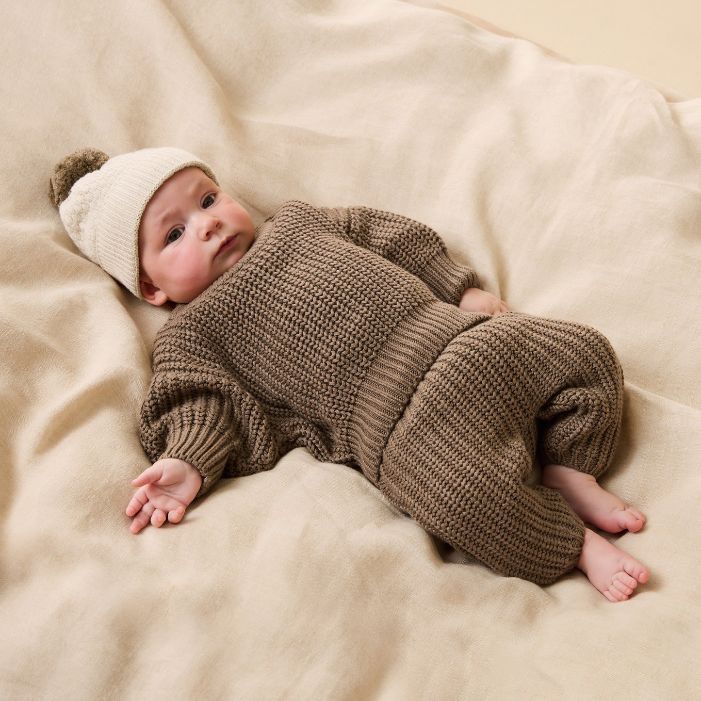 Wilson & Frenchy Organic Knitted Bubble Hat Cream