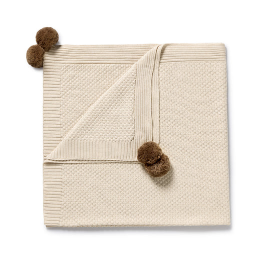 Wilson & Frenchy Organic Knitted Bubble Blanket Cream