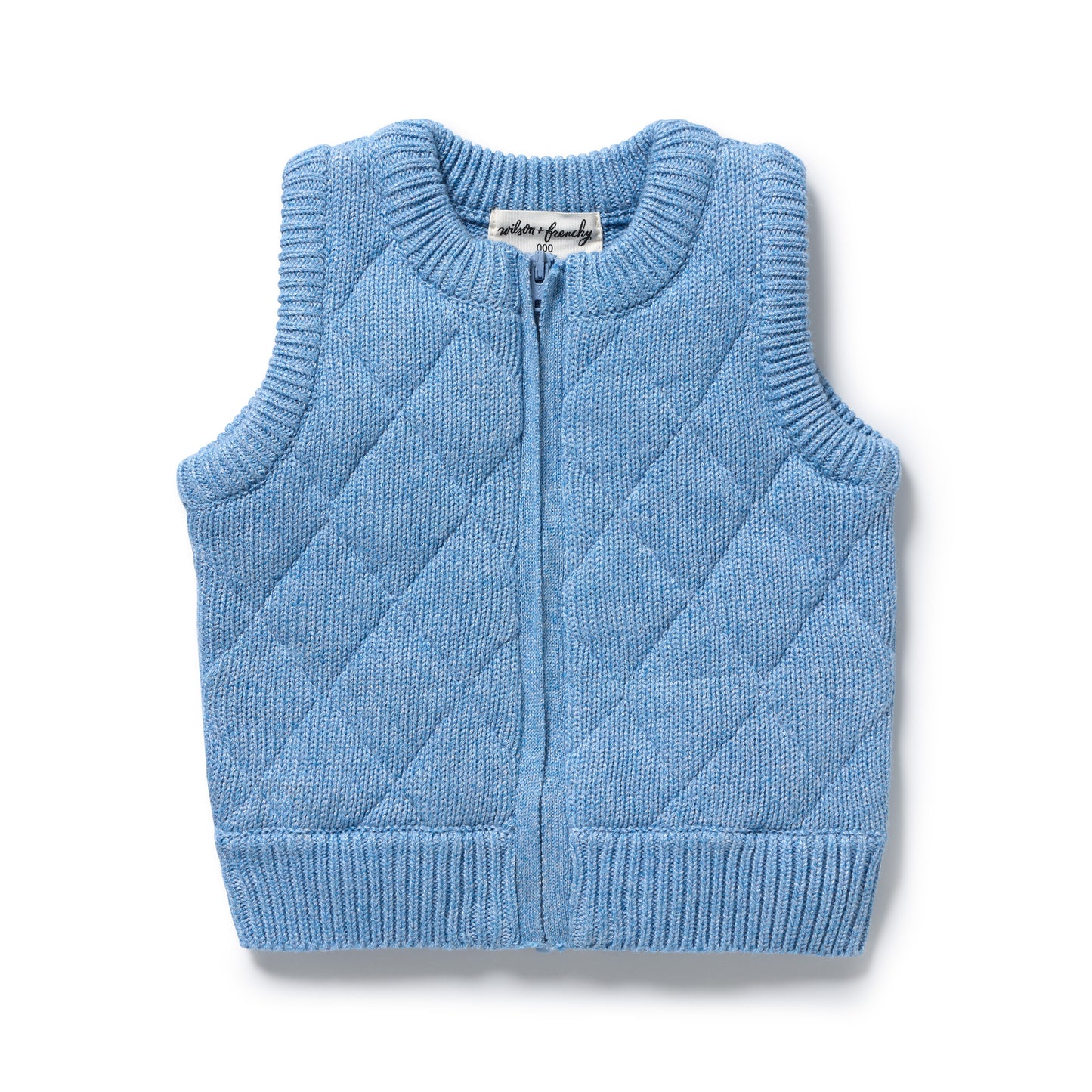 Wilson & Frenchy Organic Knitted Vest Frosted Blue