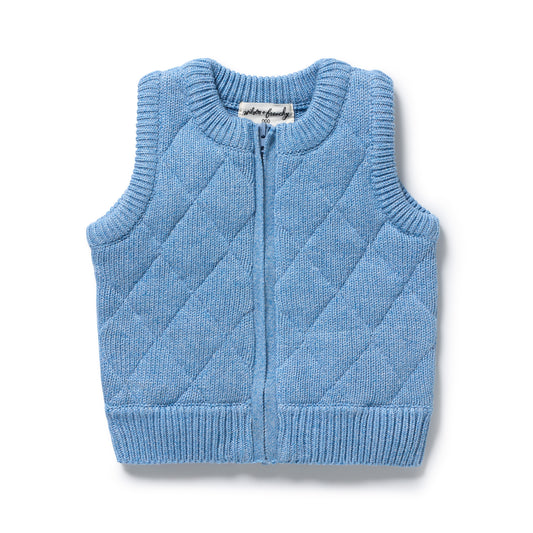 Wilson & Frenchy Organic Knitted Vest Frosted Blue