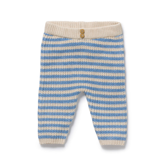 Wilson & Frenchy Organic Knitted Stripe Legging Frosted Blue