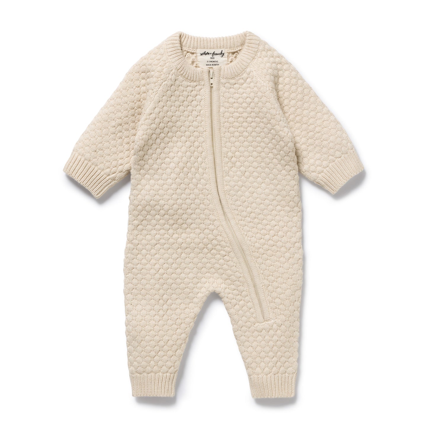 Wilson & Frenchy Organic Knitted Bauble Growsuit Cream