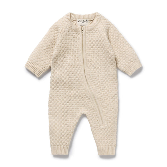 Wilson & Frenchy Organic Knitted Bauble Growsuit Cream