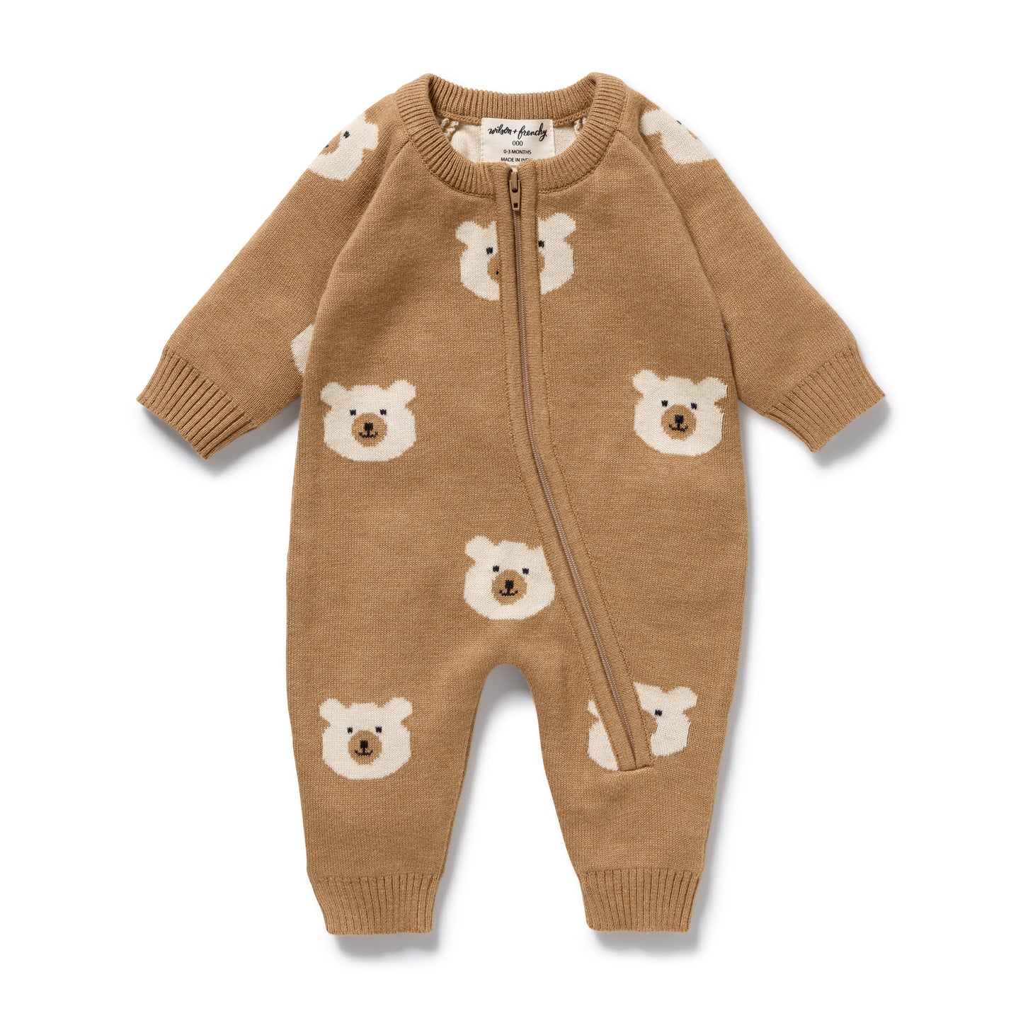 Wilson & Frenchy Organic Knitted Jacquard Growsuit Beary Cute