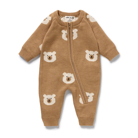 Wilson & Frenchy Organic Knitted Jacquard Growsuit Beary Cute