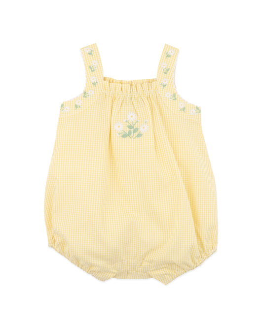 Minihaha Libby Check Romper with Embroidery Straps