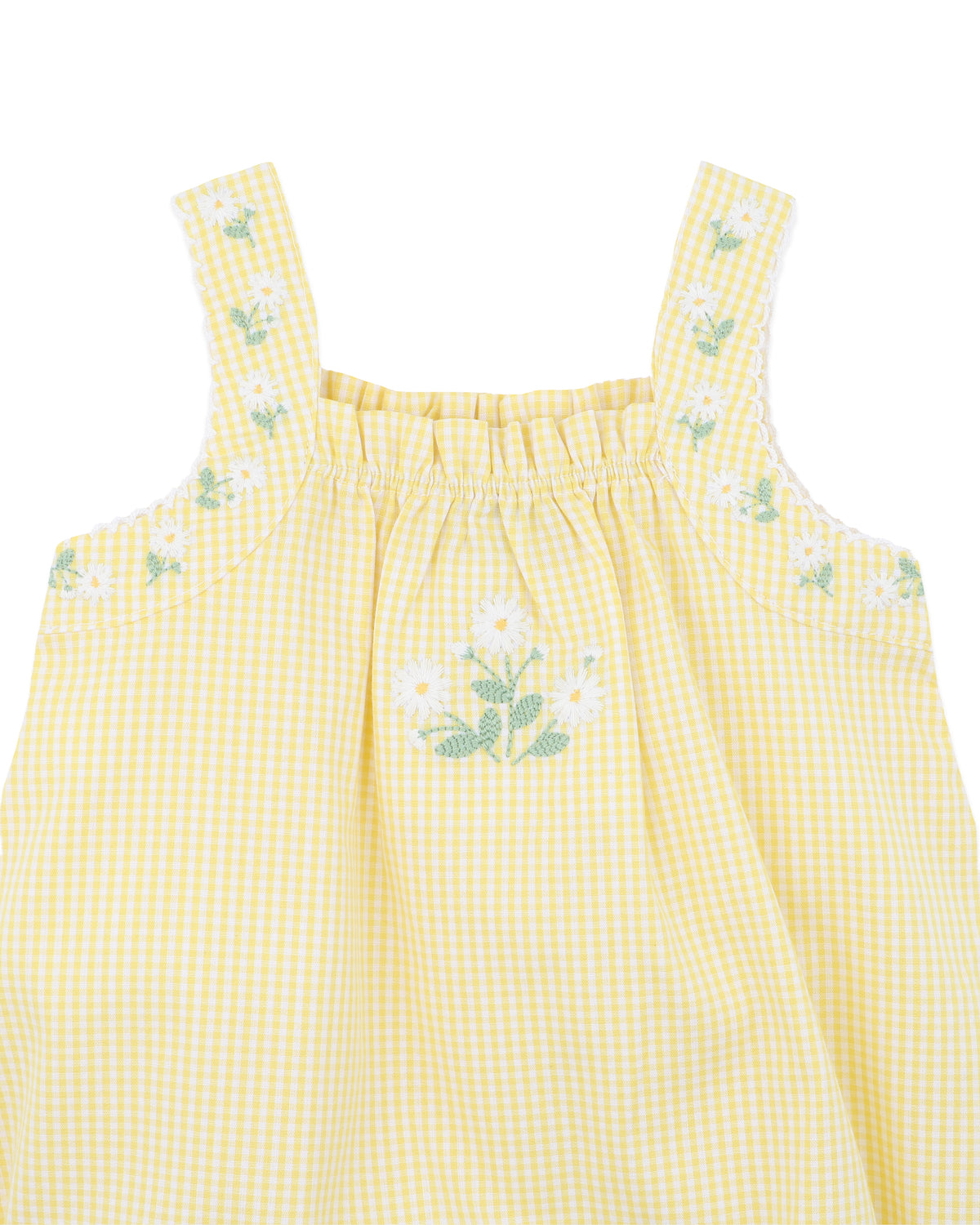 Minihaha Libby Check Romper with Embroidery Straps
