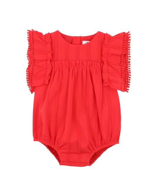 Minihaha Festive Stripe Broidery Bodysuit Red