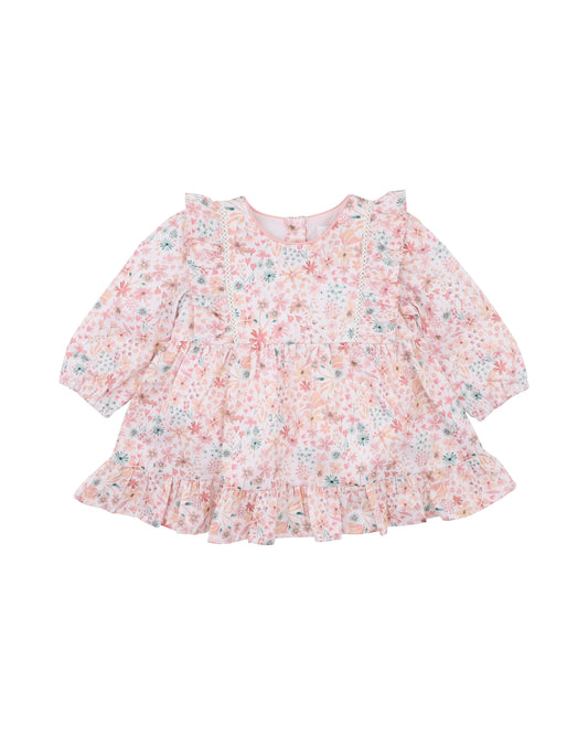 Minihaha Baby Fern Floral Organic Overlay Dress