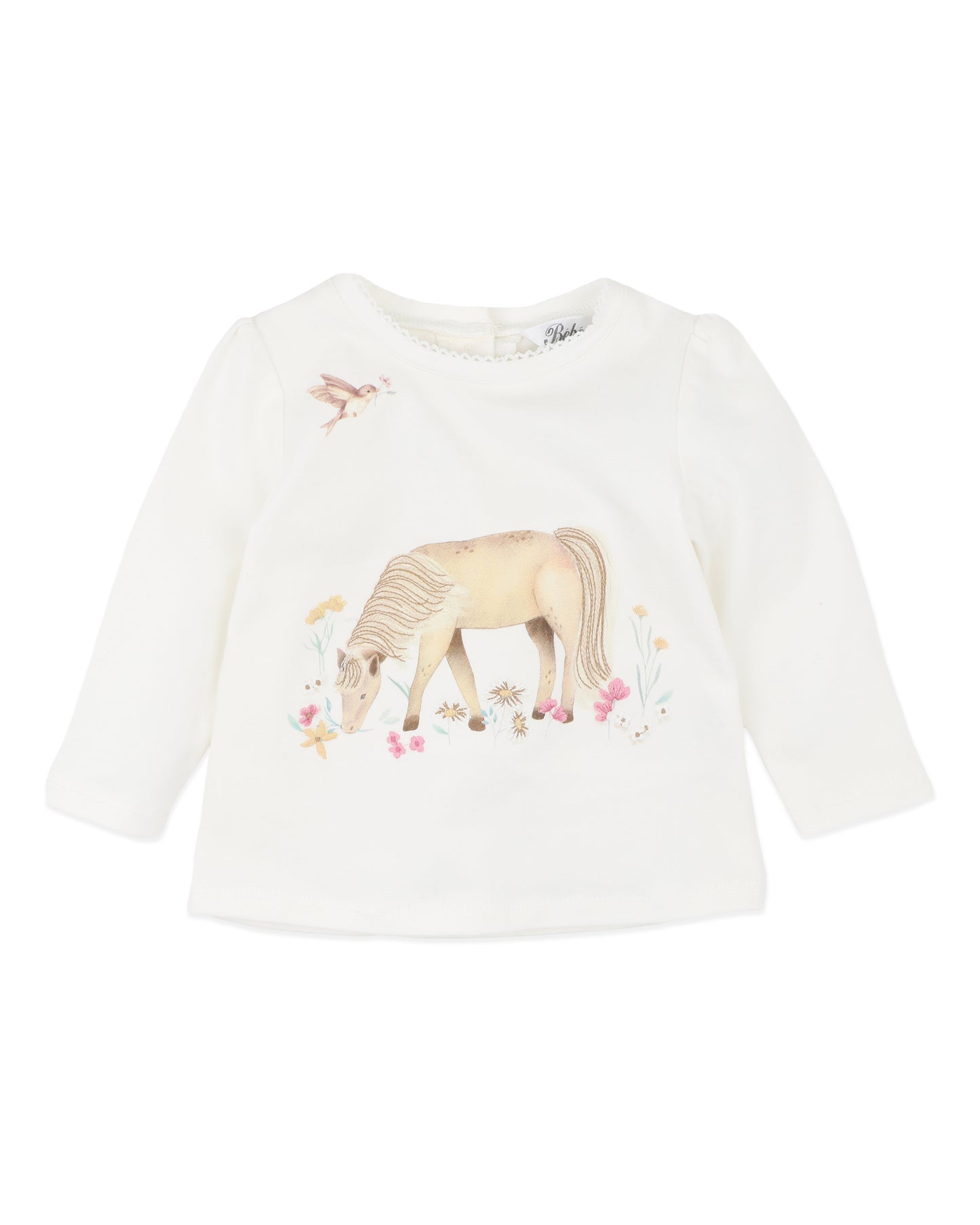 Minihaha Baby Winnie Pony Organic Long Sleeve Tee Cream
