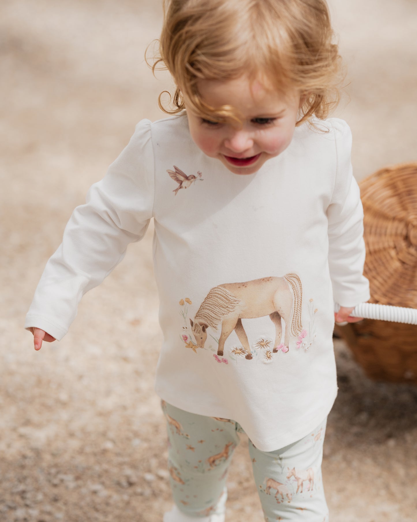 Minihaha Baby Winnie Pony Organic Long Sleeve Tee Cream