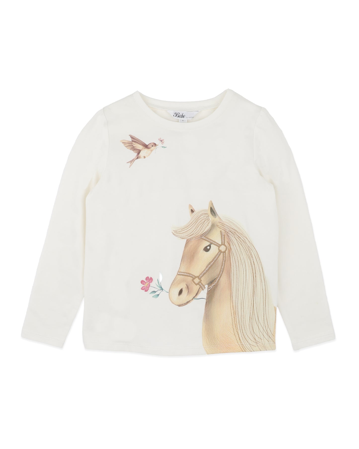 Minihaha Girls Winnie Horse Organic Long Sleeve Tee