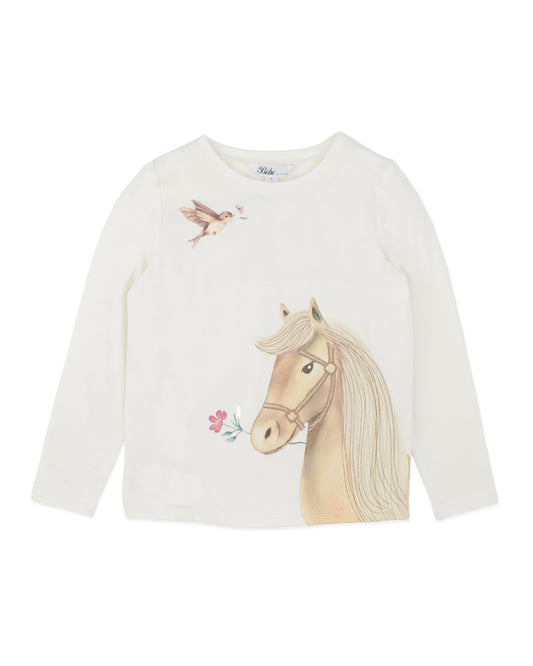 Minihaha Girls Winnie Horse Organic Long Sleeve Tee