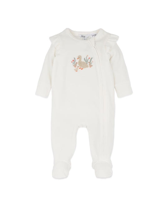 Minihaha Baby Emmy Velour Zip Onesie Snow