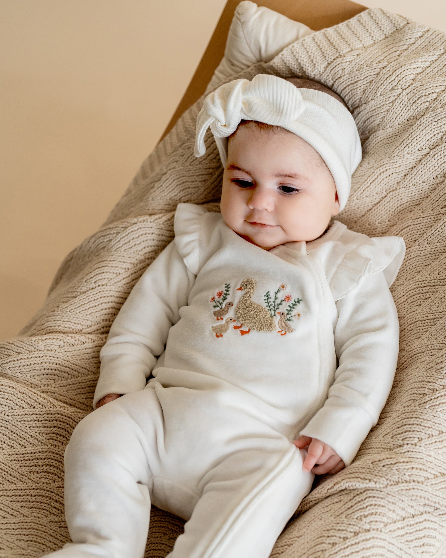 Minihaha Baby Emmy Velour Zip Onesie Snow