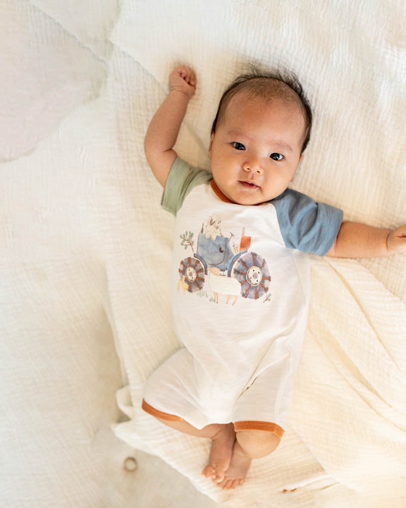 Minihaha Clayton Farm Scene Short Sleeve Romper